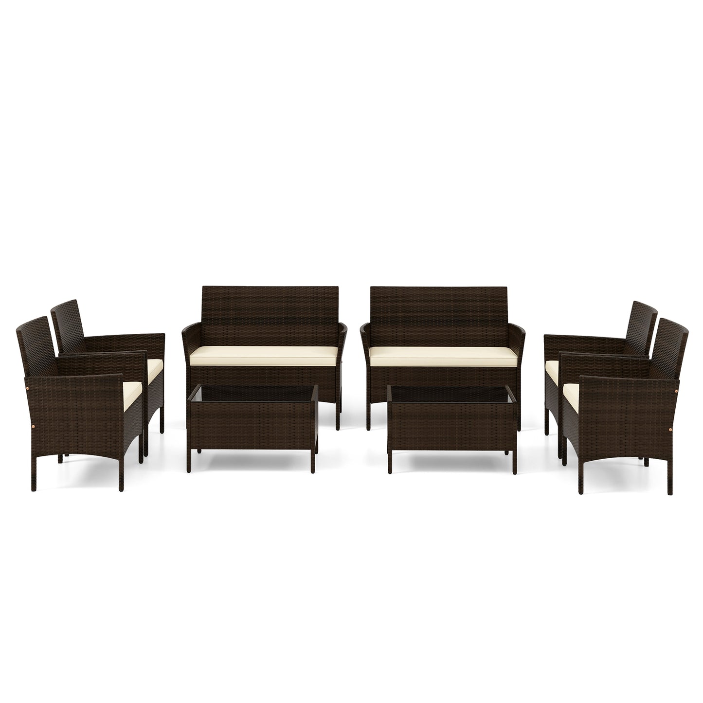 SPECIAL, 4 Piece Patio Rattan Conversation Set-Beige (Fully Assembled)