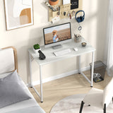 40 Inch Small Computer Desk with Heavy-duty Metal Frame-White - Fully Assembled