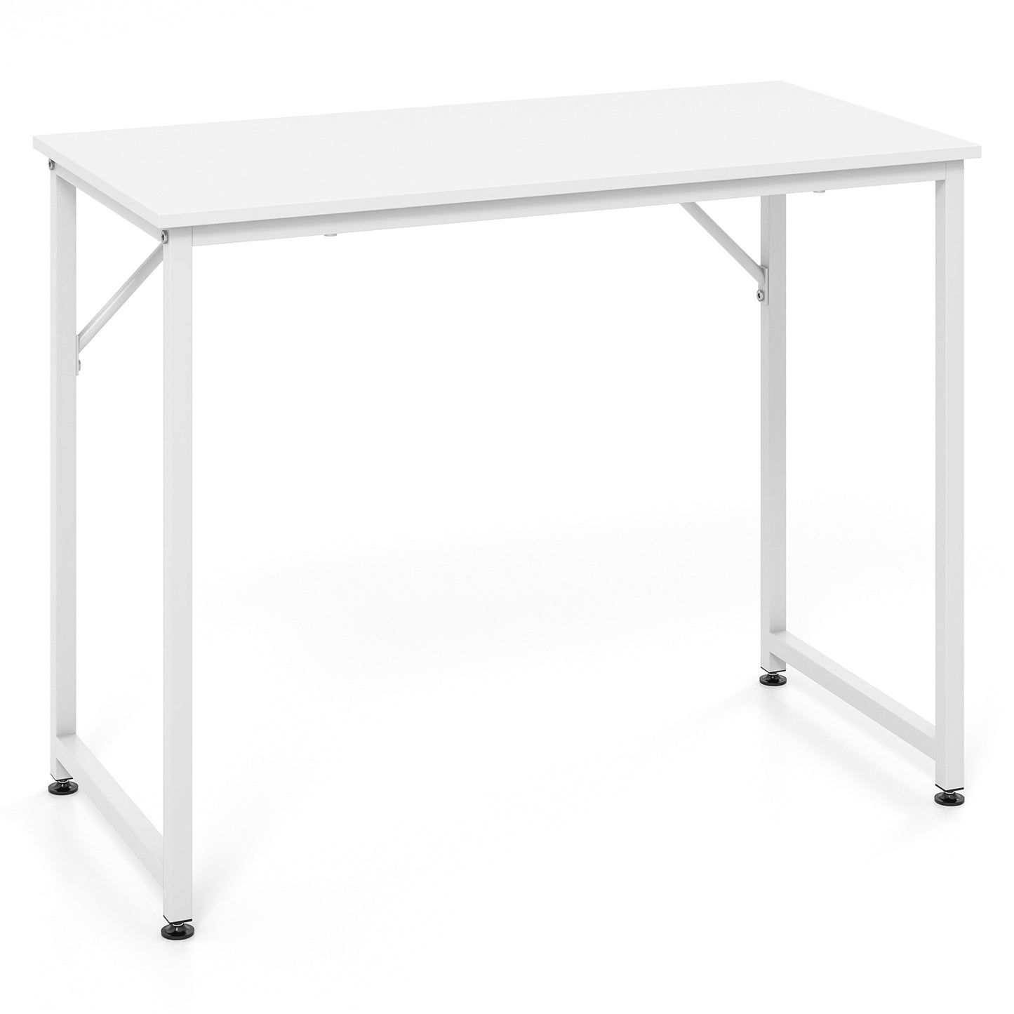 40 Inch Small Computer Desk with Heavy-duty Metal Frame-White - Fully Assembled