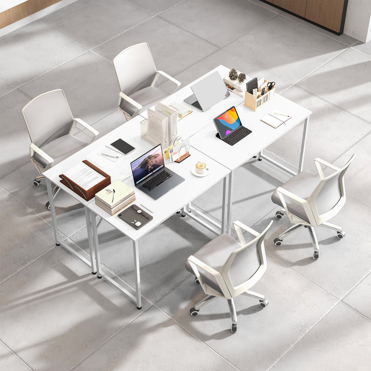 40 Inch Small Computer Desk with Heavy-duty Metal Frame-White - Fully Assembled
