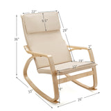 Stable Wooden Frame Leisure Rocking Chair with Removable Upholstered Cushion-Beige