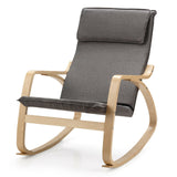 Modern Bentwood Rocking Chair Fabric Upholstered Relax Rocker Lounge Chair-Gray