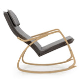 Modern Bentwood Rocking Chair Fabric Upholstered Relax Rocker Lounge Chair-Gray