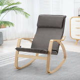 Modern Bentwood Rocking Chair Fabric Upholstered Relax Rocker Lounge Chair-Gray