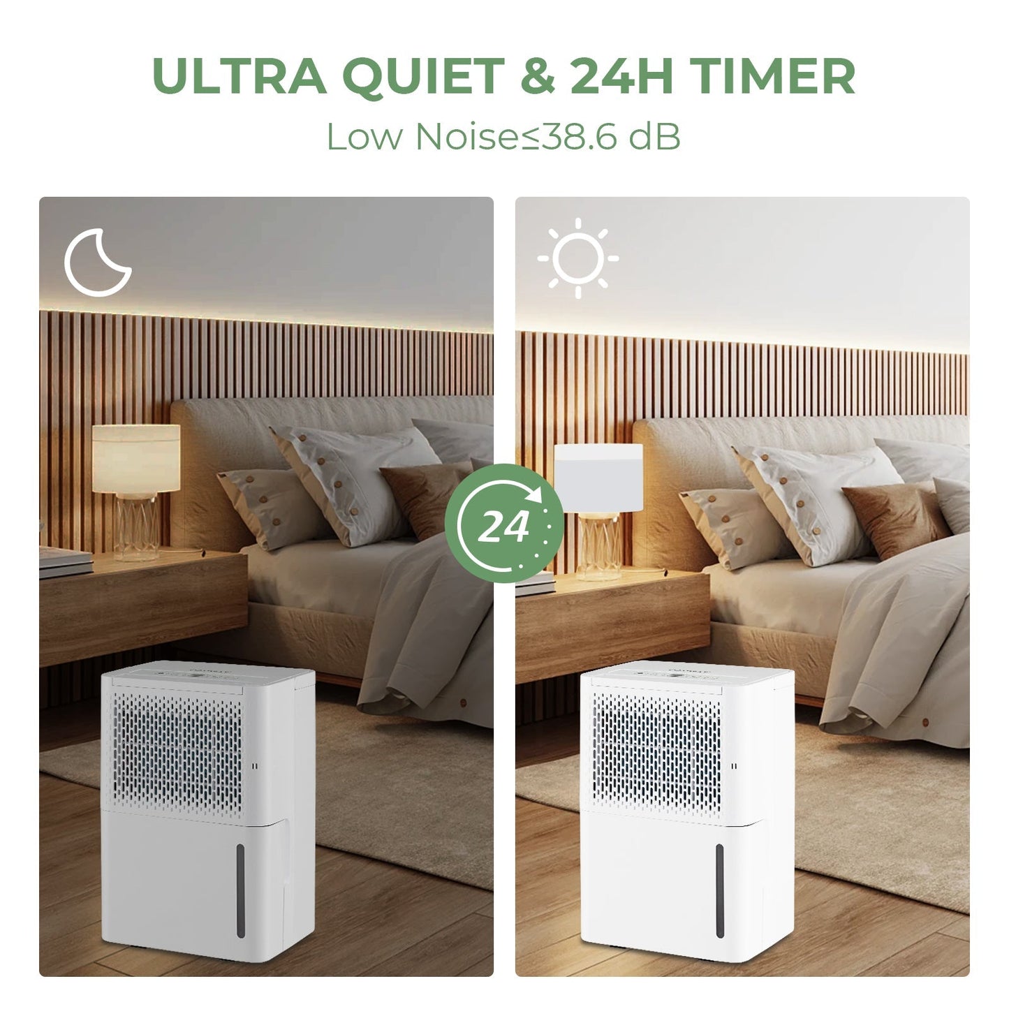 2000 Sq. Ft 32 Pint Dehumidifier with Continuous/Drying/Auto Mode-White 16"hx10.5"w