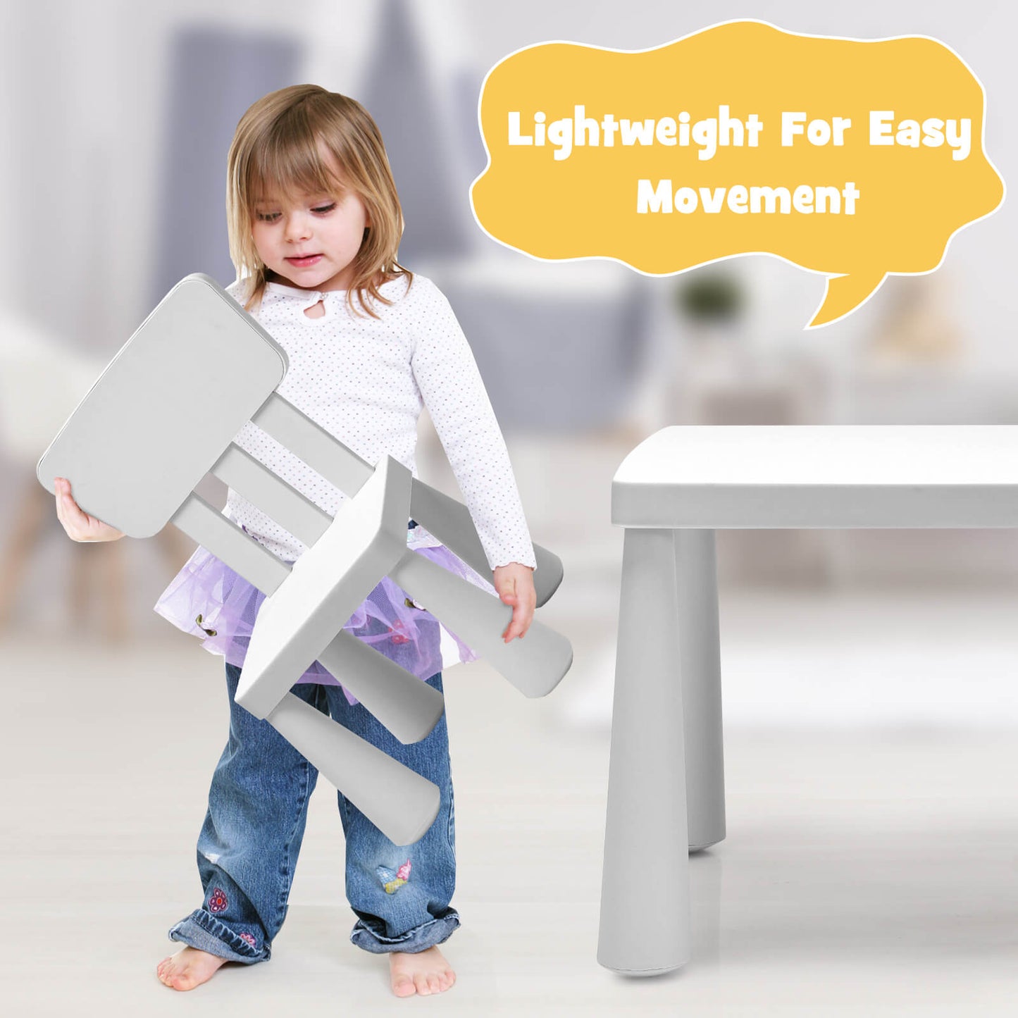 CLEARANCE, 3 Pieces Toddler Multi Activity Play Dining Study Kids Table and Chair Set-White