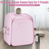 800W 2 Person Portable Steam Sauna Tent SPA with Hat Side Holes 3L Steamer-Pink (1 Box)