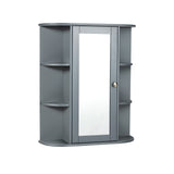 Bathroom Single Door Shelves Wall Mount Cabinet with Mirror-Gray (Fully Assembled)