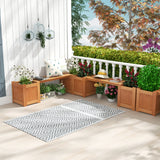 Wood Planter Box with Bench for Garden, Yard, Balcony, Fully Assembled