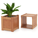 Wood Planter Box with Bench for Garden, Yard, Balcony, Fully Assembled