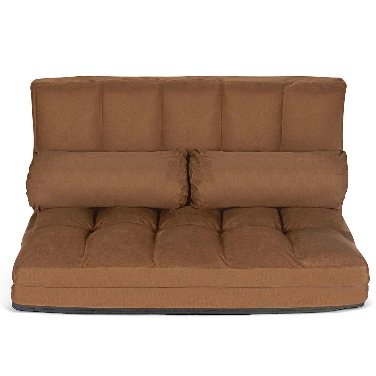 SPECIAL, Double 44.5``Wide, Foldable Floor 6-Position Adjustable Lounge Couch-Brown