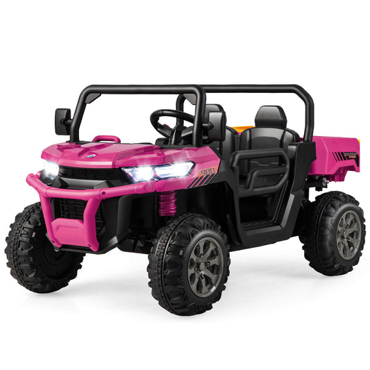 2-Seater Kids Ride On Dump Truck with Dump Bed and Shovel-Pink, Customer Return, signs of use, Tested