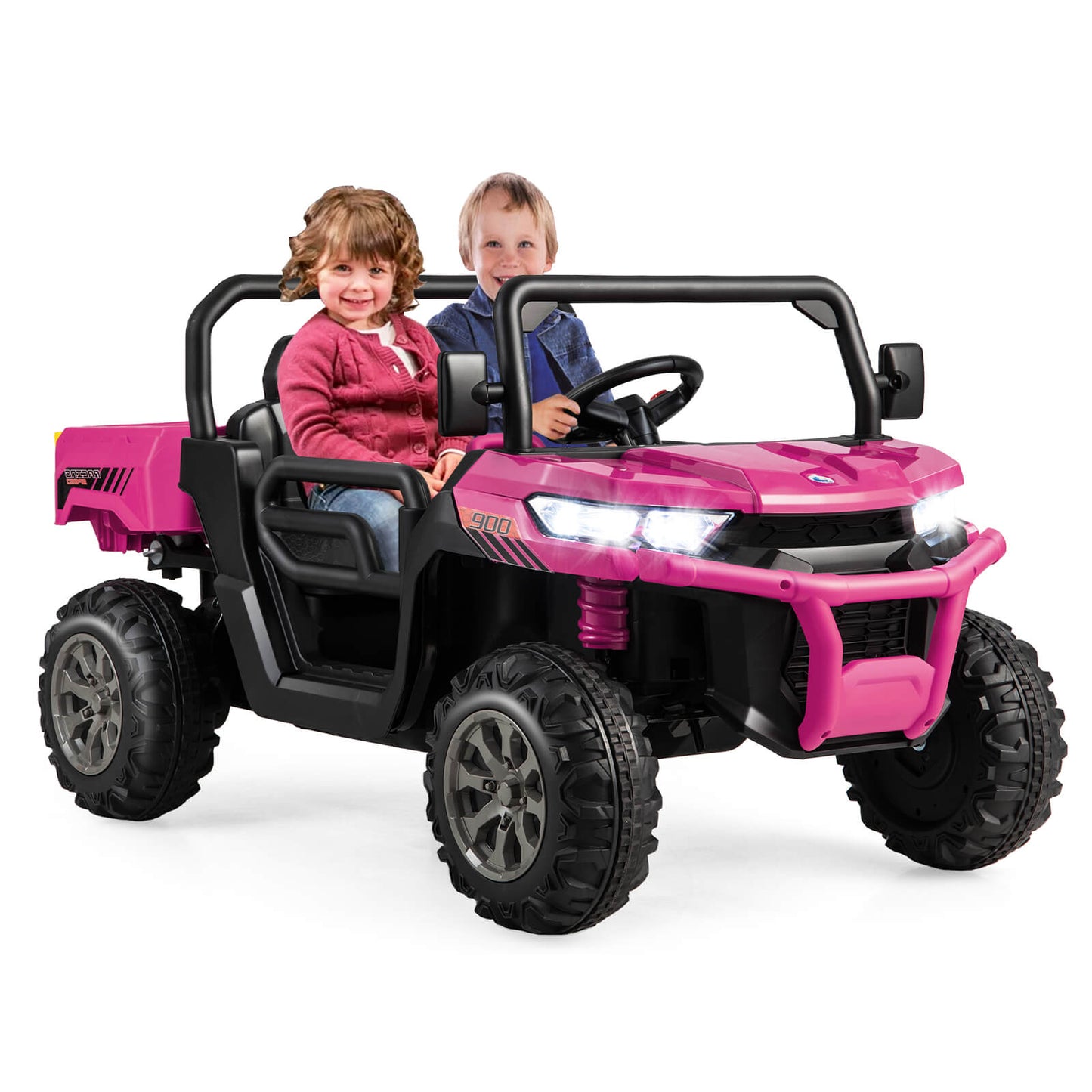 2-Seater Kids Ride On Dump Truck with Dump Bed and Shovel-Pink, Customer Return, signs of use, Tested