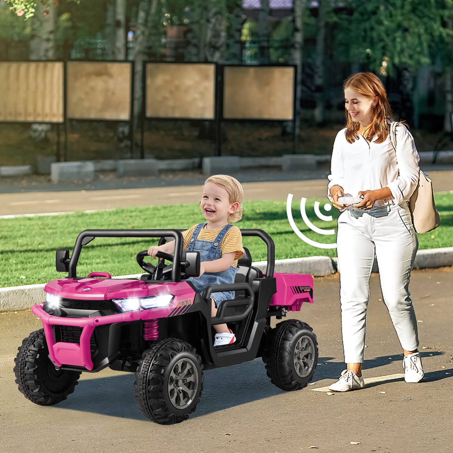 2-Seater Kids Ride On Dump Truck with Dump Bed and Shovel-Pink, Customer Return, signs of use, Tested