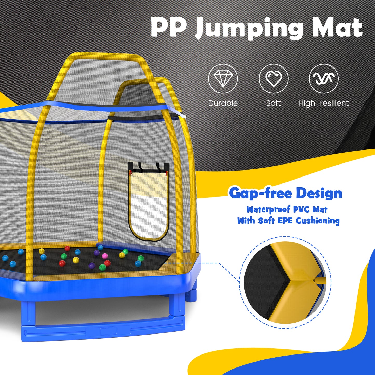 7 Feet Trampoline with Ladder and Slide for Indoor and Outdoor-Blue-(1 Box- unassembled)