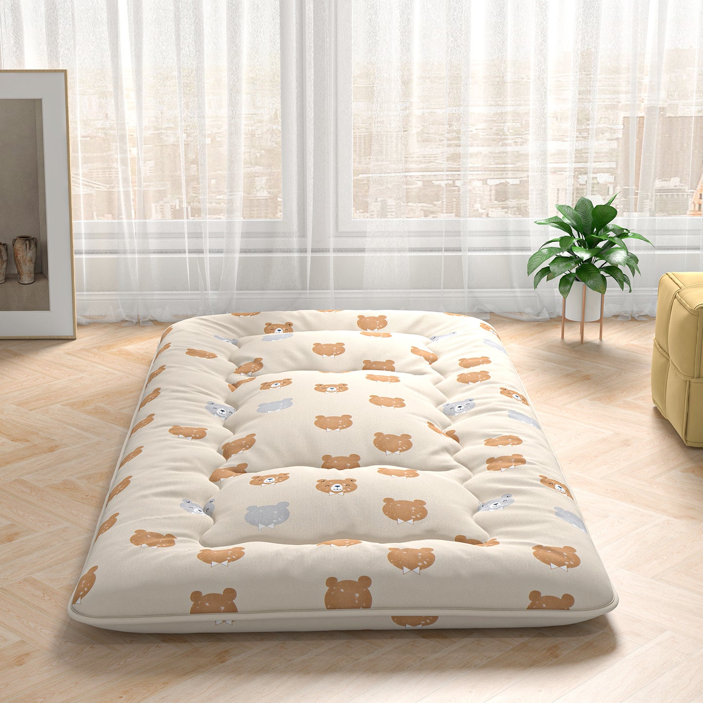 Foldable Futon Mattress with Washable Cover and Carry Bag for Camping-Full Size