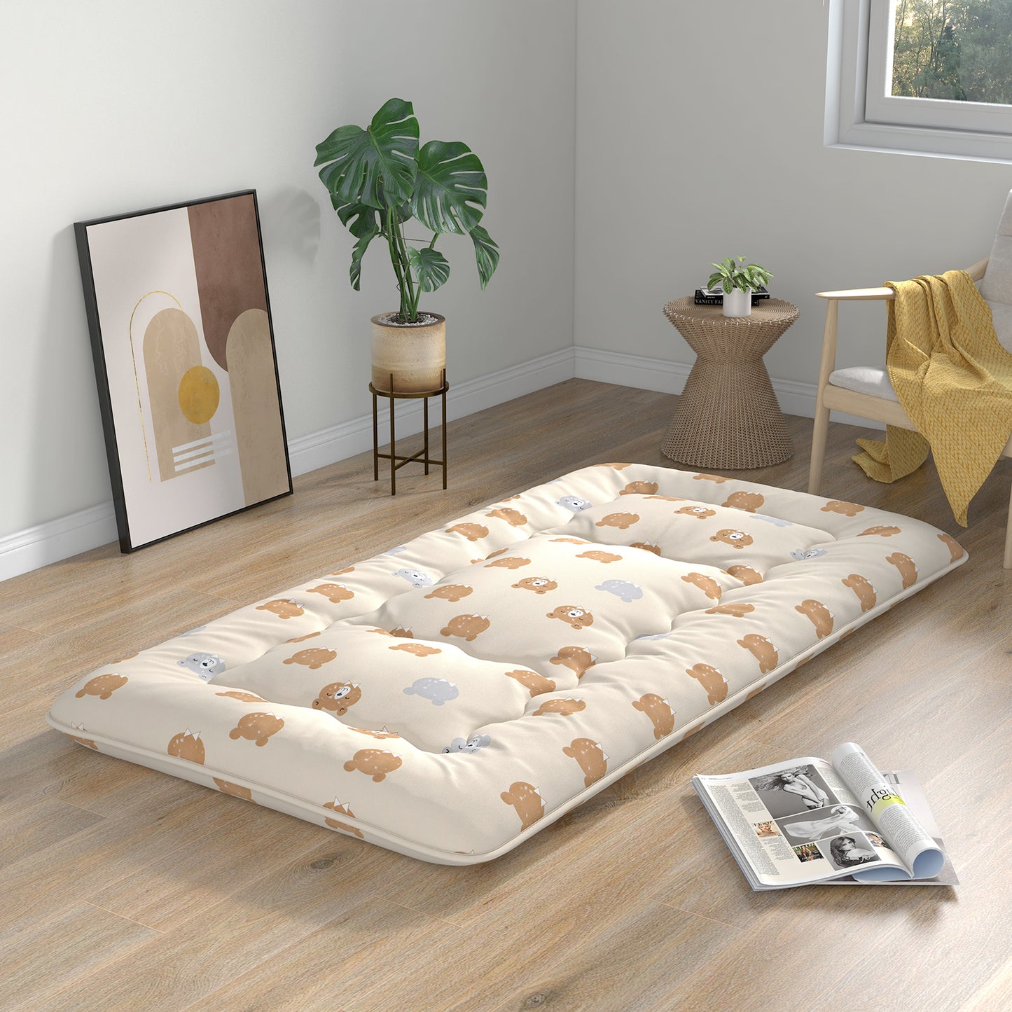 Foldable Futon Mattress with Washable Cover and Carry Bag for Camping-Full Size