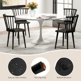 2 Piece Set, Windsor Dining Chairs Rubber Wood Kitchen Chairs with Spindle Back