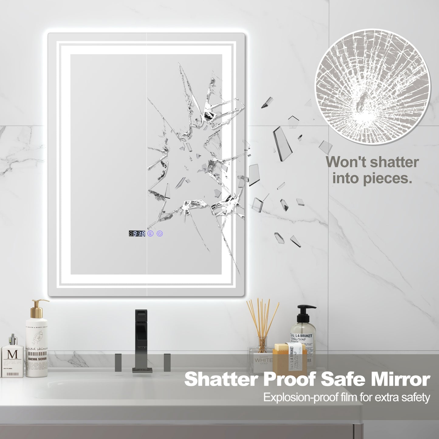 ** SPECIAL ** Defogging LED Bathroom Mirror with Memory Function and Anti-Fog-S