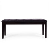 Upholstered Dining Room PU Bench Solid Wood Button Tufted-Brown (Fully Asembled)