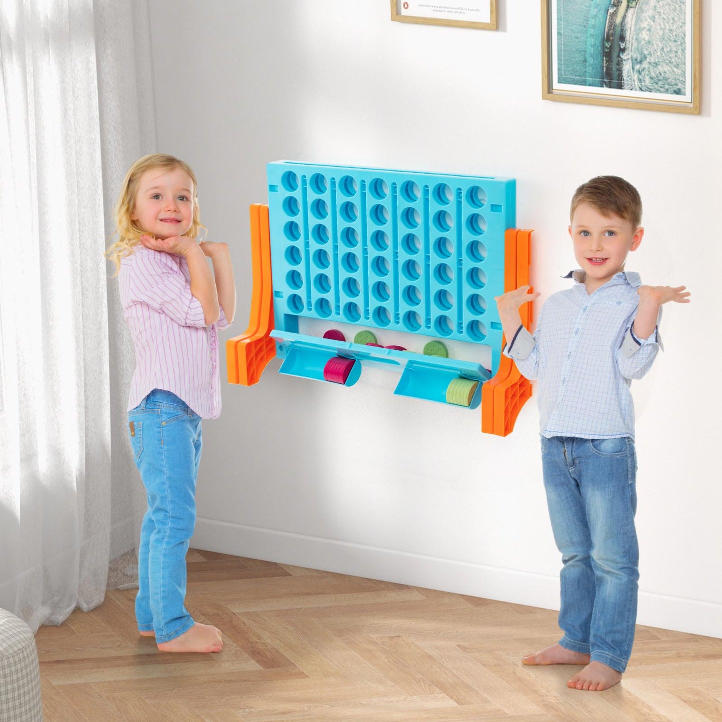 24.5``  4-to-Score Connect Game Set with Carrying Bag and 42 Coins-Orange