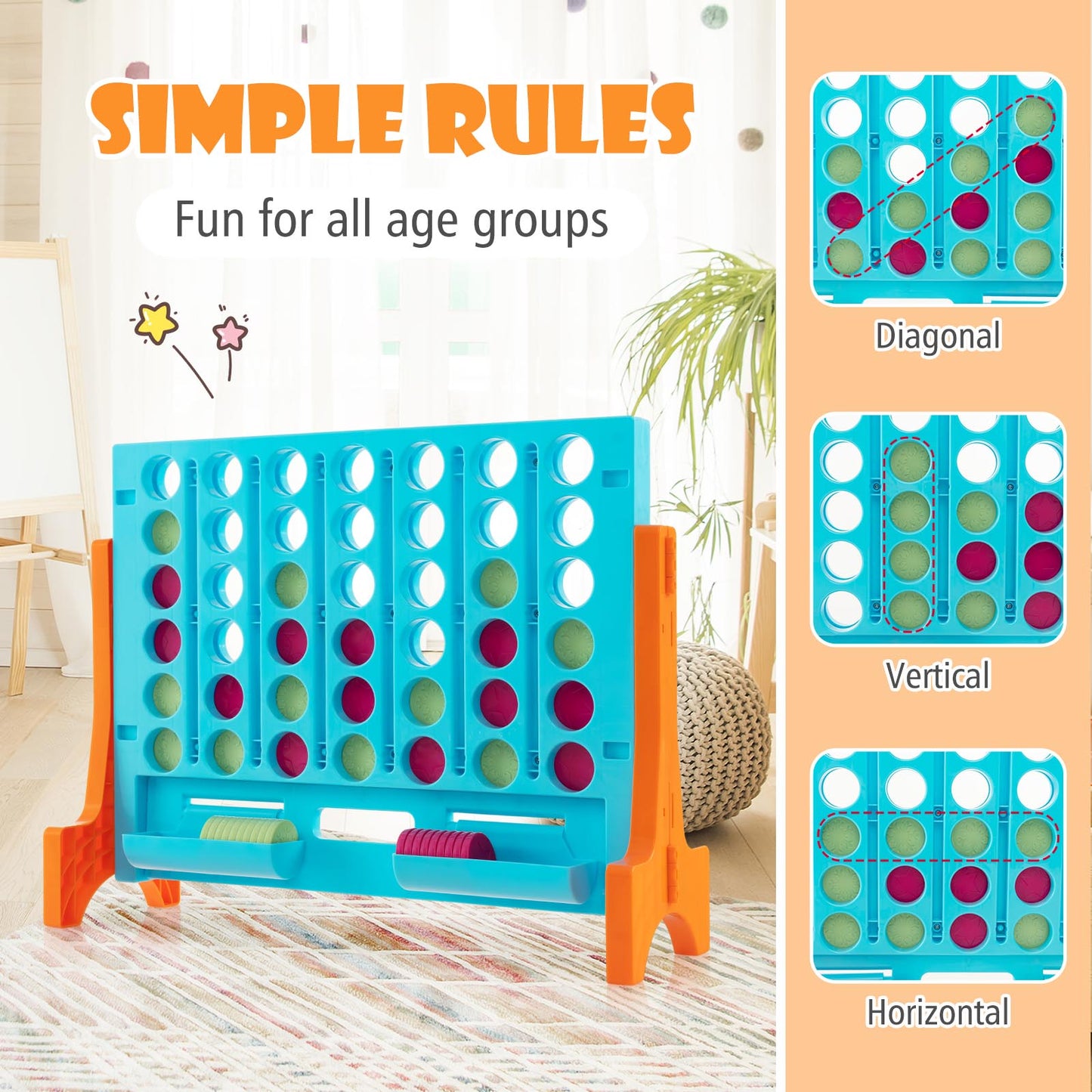 24.5``  4-to-Score Connect Game Set with Carrying Bag and 42 Coins-Orange