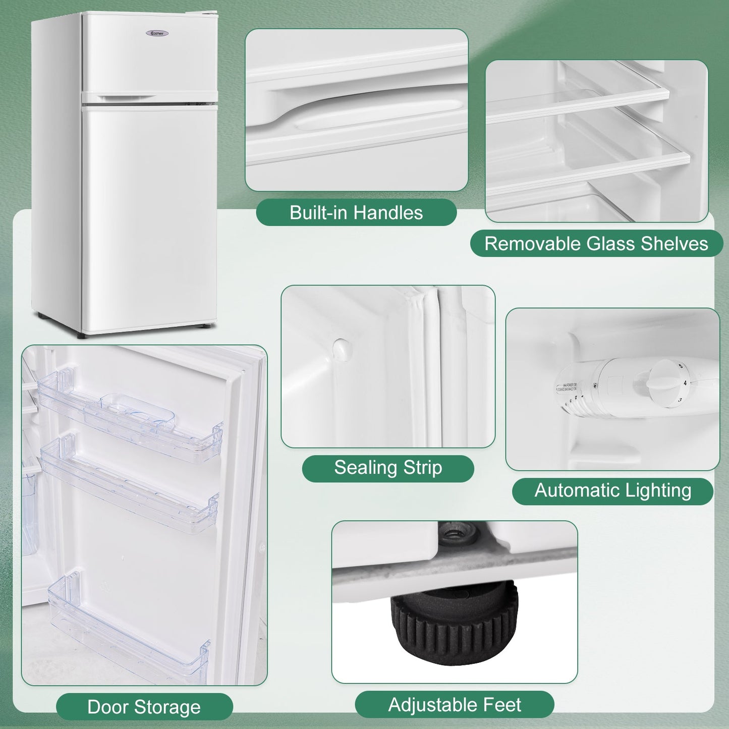 2 Doors Cold-rolled Sheet Compact Refrigerator-White