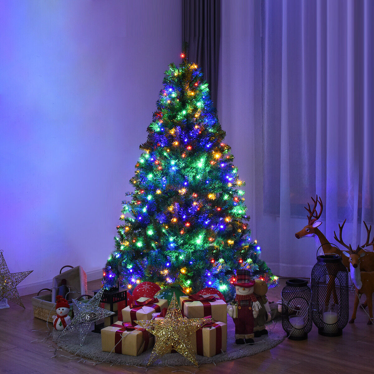 SPECIAL, NOT ALL LIGHTS WORKING Artificial Prelit Premium Hinged Christmas Tree-5 ft, muti or warm white, assembled, final sale