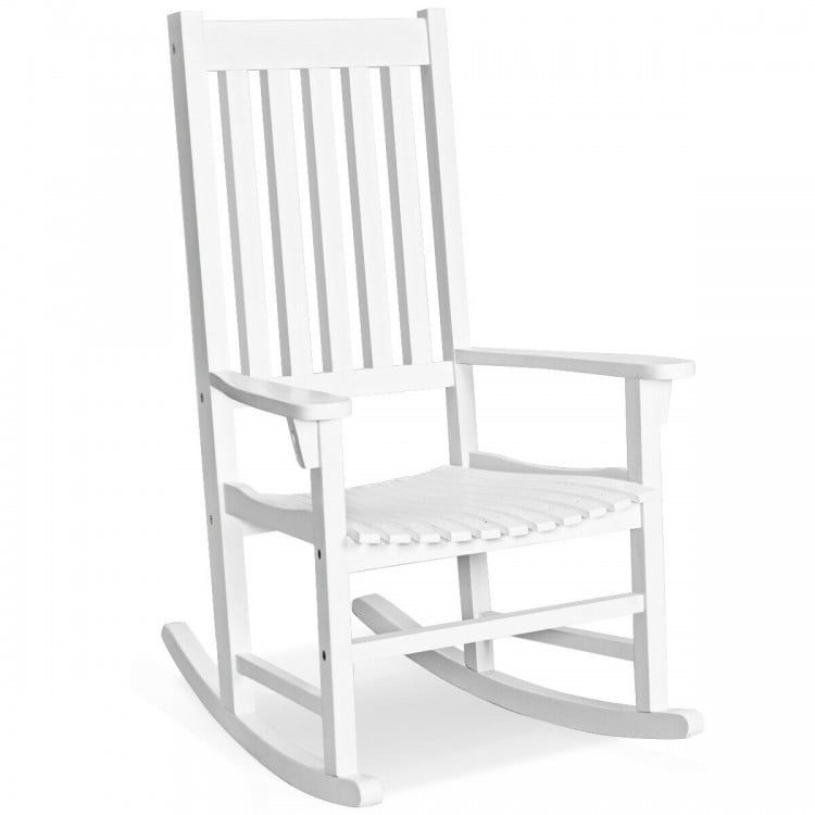 Indoor Outdoor Wooden High Back Rocking Chair, fully assemble, MINOR SCRATCH & DENT