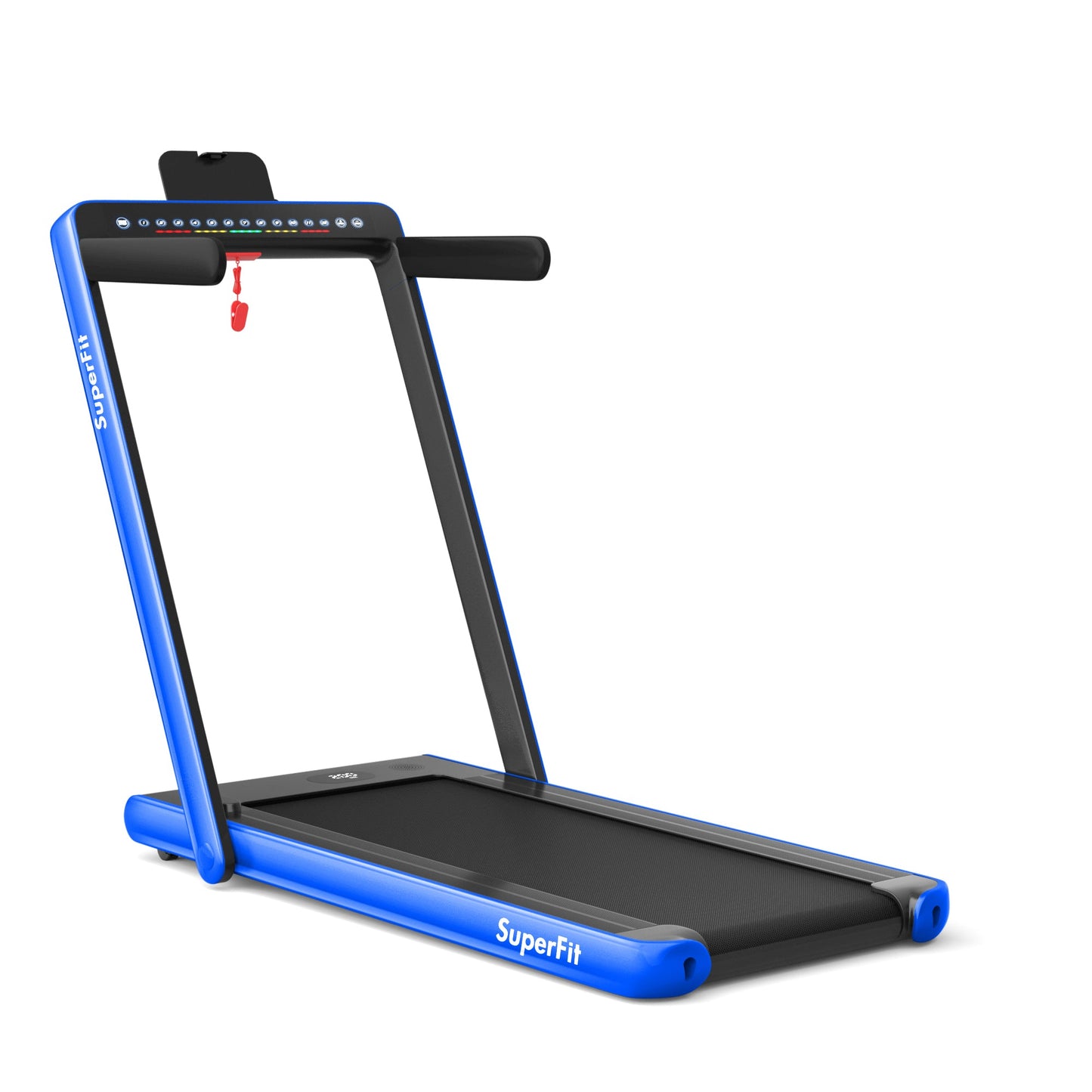 2-in-1 Electric Motorized Health and Fitness Folding Treadmill with Dual Display-Blue (Max265 lbs)