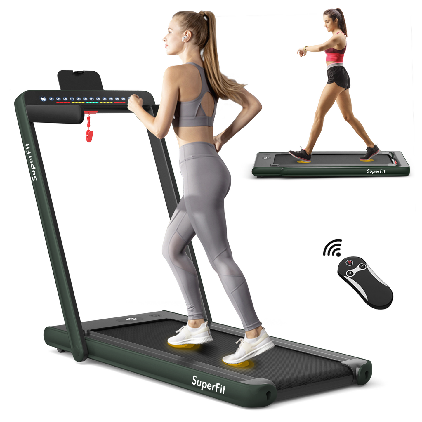 SPECIAL - 2-in-1 Electric Fitness Folding Treadmill-Green MAX 265 lbs (Shipping Damage)