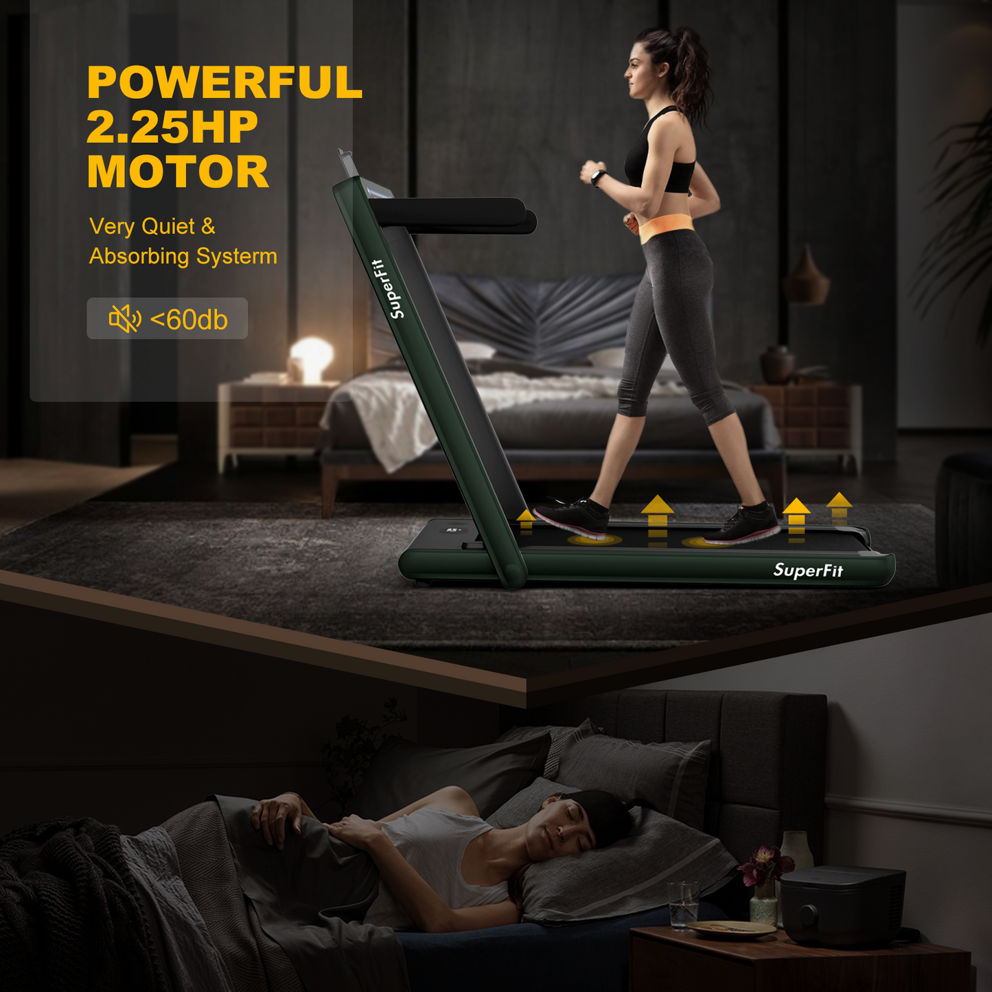 SPECIAL - 2-in-1 Electric Fitness Folding Treadmill-Green MAX 265 lbs (Shipping Damage)