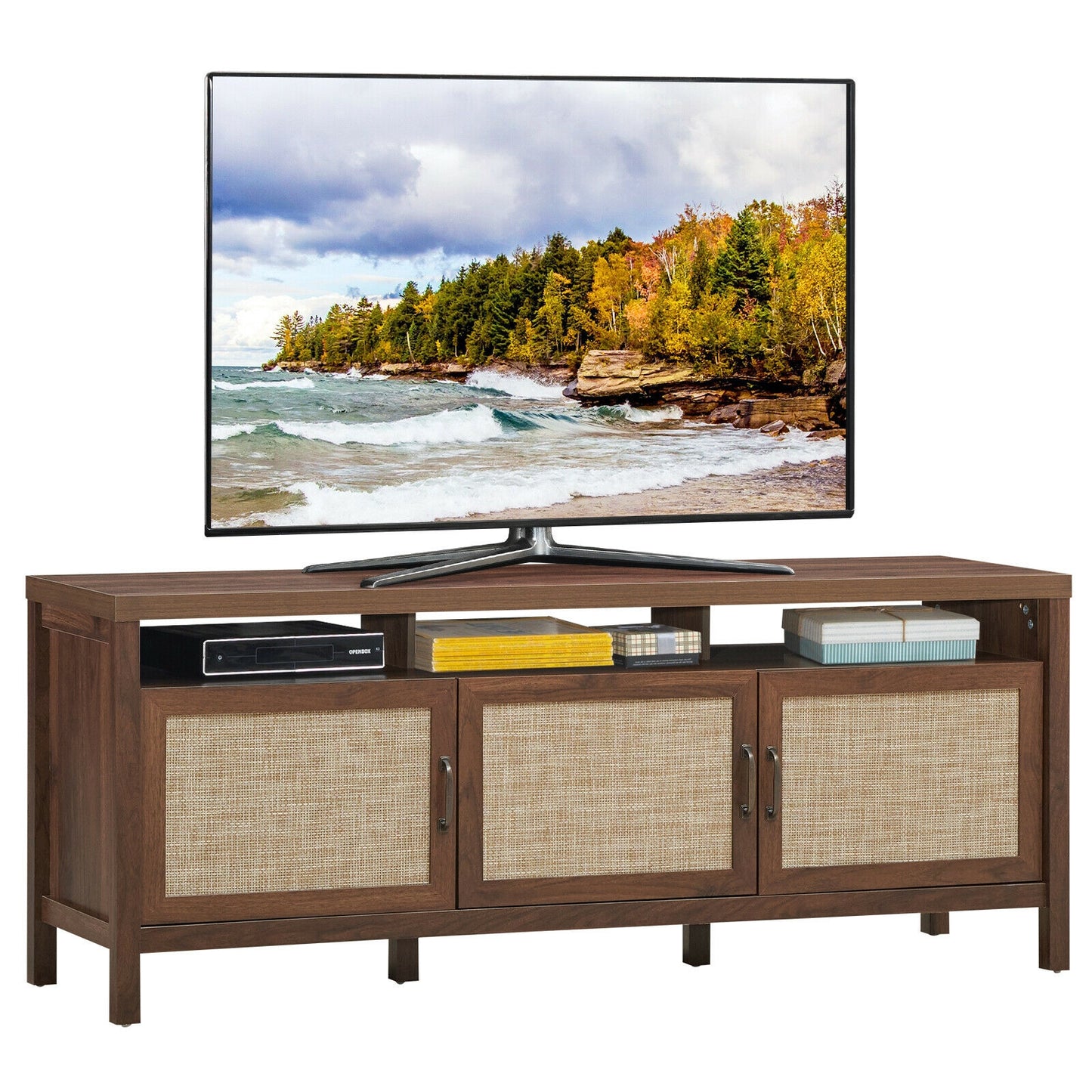 Entertainment Media Center for TV's up to 65 Inch-Walnut (Scratch and Dent)