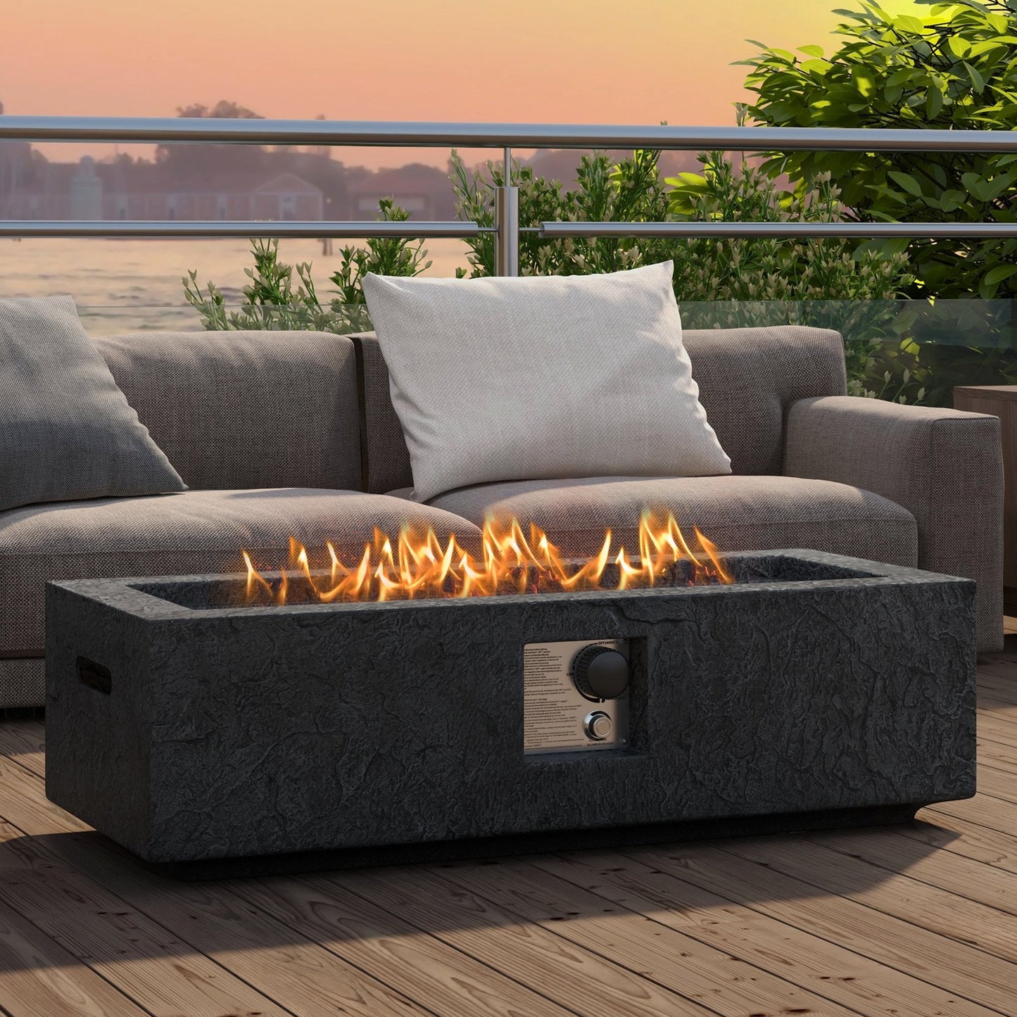SPECIAL - 42.5 Inch 50000 BTU Fire Pit Table Set with Stainless Steel Burner