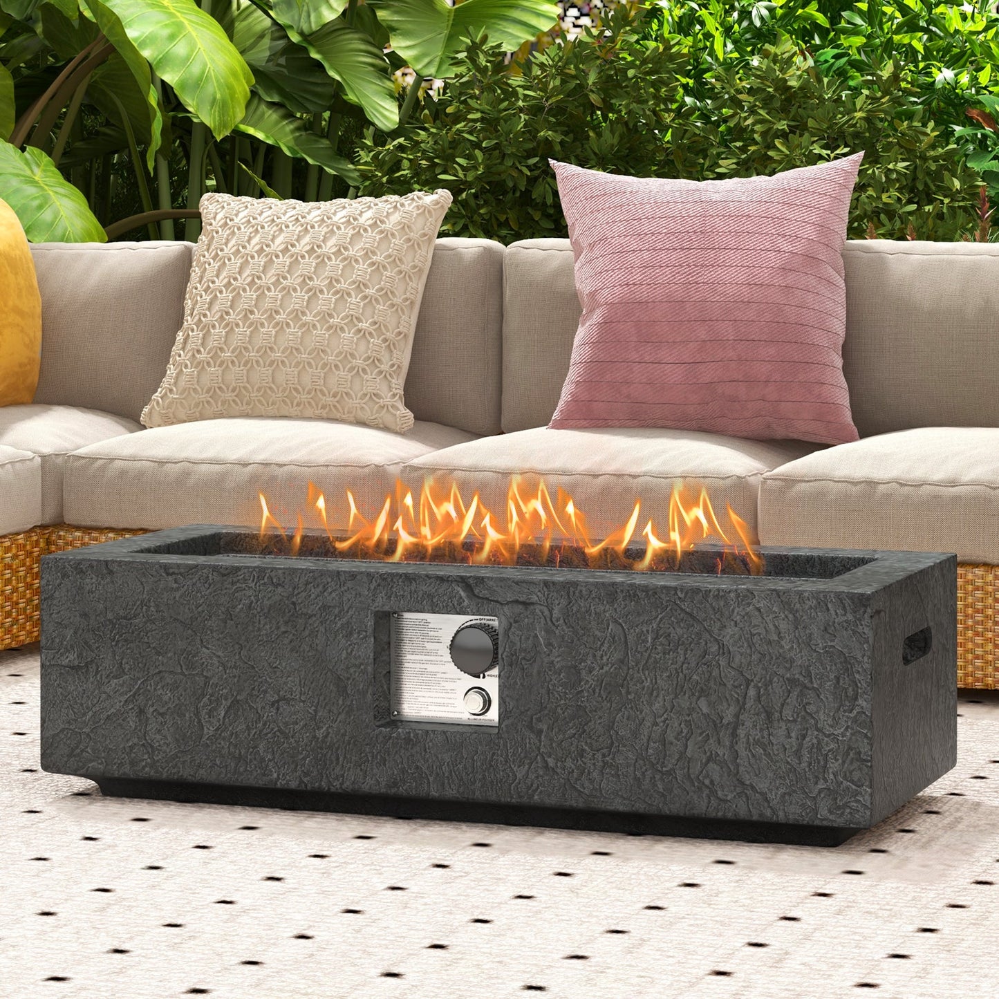 SPECIAL - 42.5 Inch 50000 BTU Fire Pit Table Set with Stainless Steel Burner