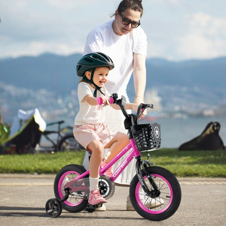 12 Inch Kids Bike with 2 Training Wheels, pink, fully assembled, NO BASKET WITH THIS MODEL