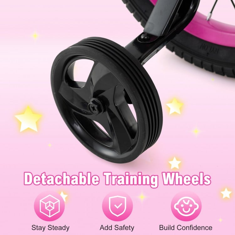 12 Inch Kids Bike with 2 Training Wheels, pink, fully assembled, NO BASKET WITH THIS MODEL