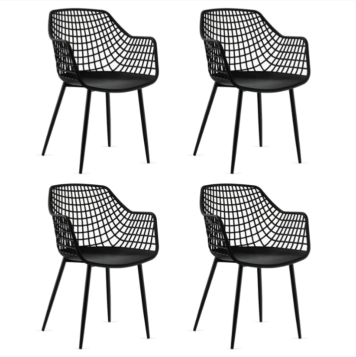 Modern Dining Chair  - Set of 4 - Plastic Shell with Metal Legs - Slightly Marked