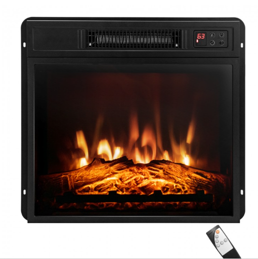 18 Inch Electric Fireplace Inserted with Adjustable LED Flame-Black