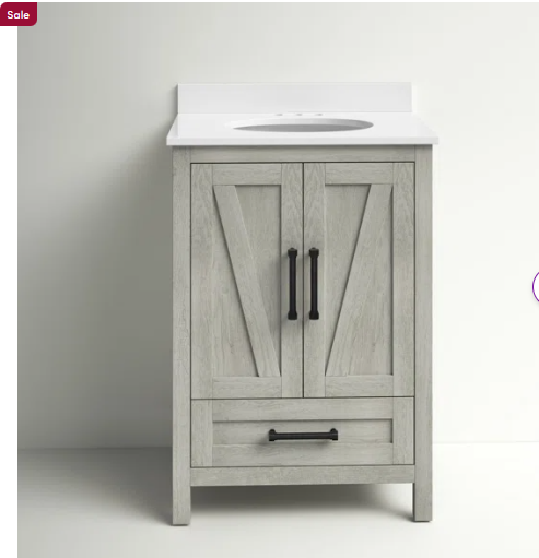 Hunstant 23.88'' Single Bathroom Vanity with Stone Top - Base Finish: Oak (Beige), see instore picture, - (1 Box)