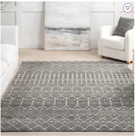 6'7" x 9' - Amanuel Trellis Area Rug, Dark Grey