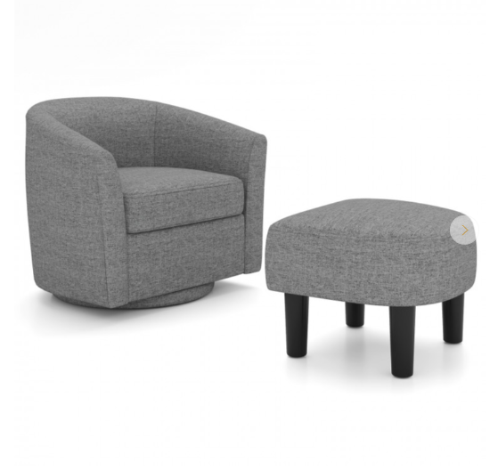 Swivel Accent Chair with Ottoman Footrest (Customer Return) (Assembled)