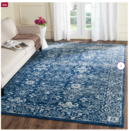 8' x 10' - Abdel Oriental Navy/Ivory Area Rug