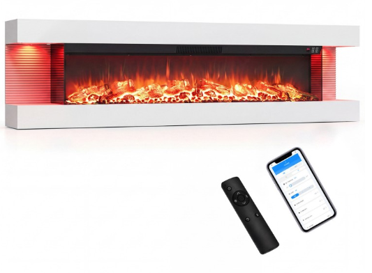 60 Inch 3-Sided Wall Mounted Electric Fireplace (UK Power cord - Requires a 120v adaptor )