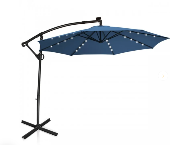 10 Feet 360° Rotation Solar Powered LED Patio Offset Umbrella without Weight Base