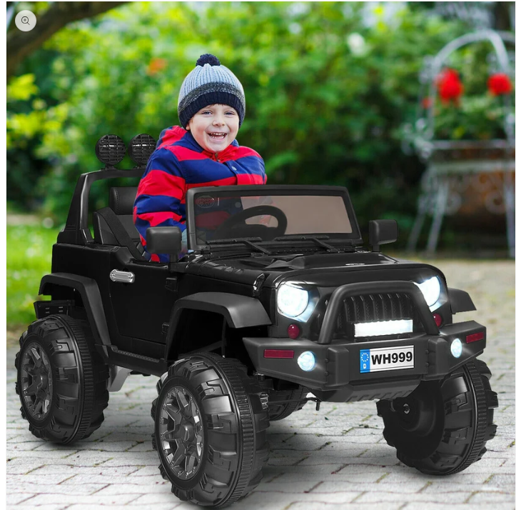 12V Kids Ride On Truck with Remote Control and Double Magnetic Door-Black