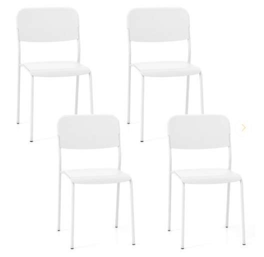 Modern Dining Chairs Set of 4 with Tilted Backrest and Sturdy Metal Legs-White - (Assembled)