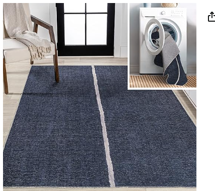 3' X 5' - Amdrew Machine Made Power Loom Polypropylene Area Rug in Navy/Ivory