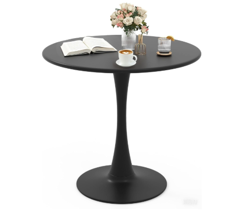 32 Inches Round Dining Table, Modern Tulip Kitchen Table for 2 to 4 Person, Metal Round Pedestal Table for Apartment, Small Space, Cafe (assembled)