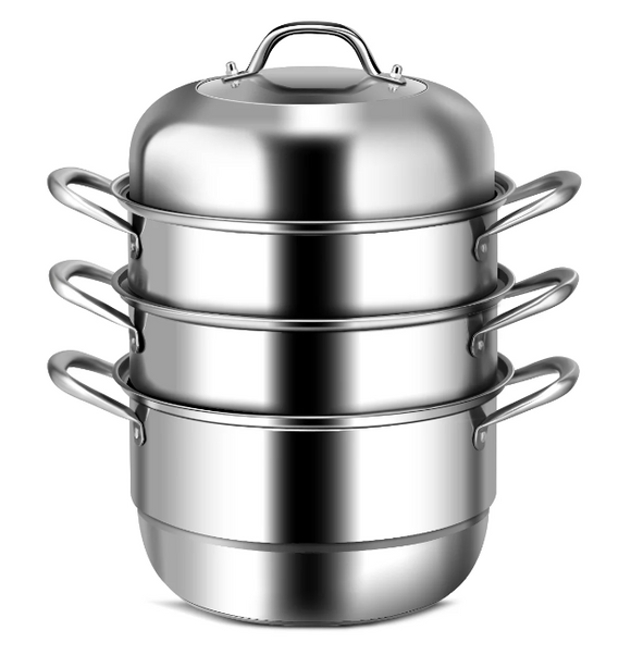 3 Tier 11 Inch Stainless Steel Steamer Set Cookware Pot Saucepot Double Boiler